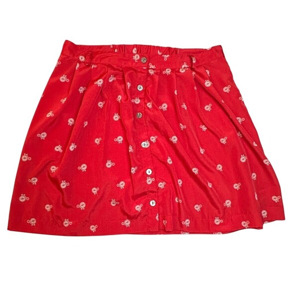 Xhilaration Dresses & Skirts - Xhilaration Skirt Womens XL Red Bicycle Print A-Line Mini Button Front